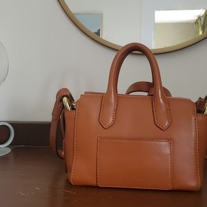 J. Crew Harper Mini Satchel in Cognac Brown Leather